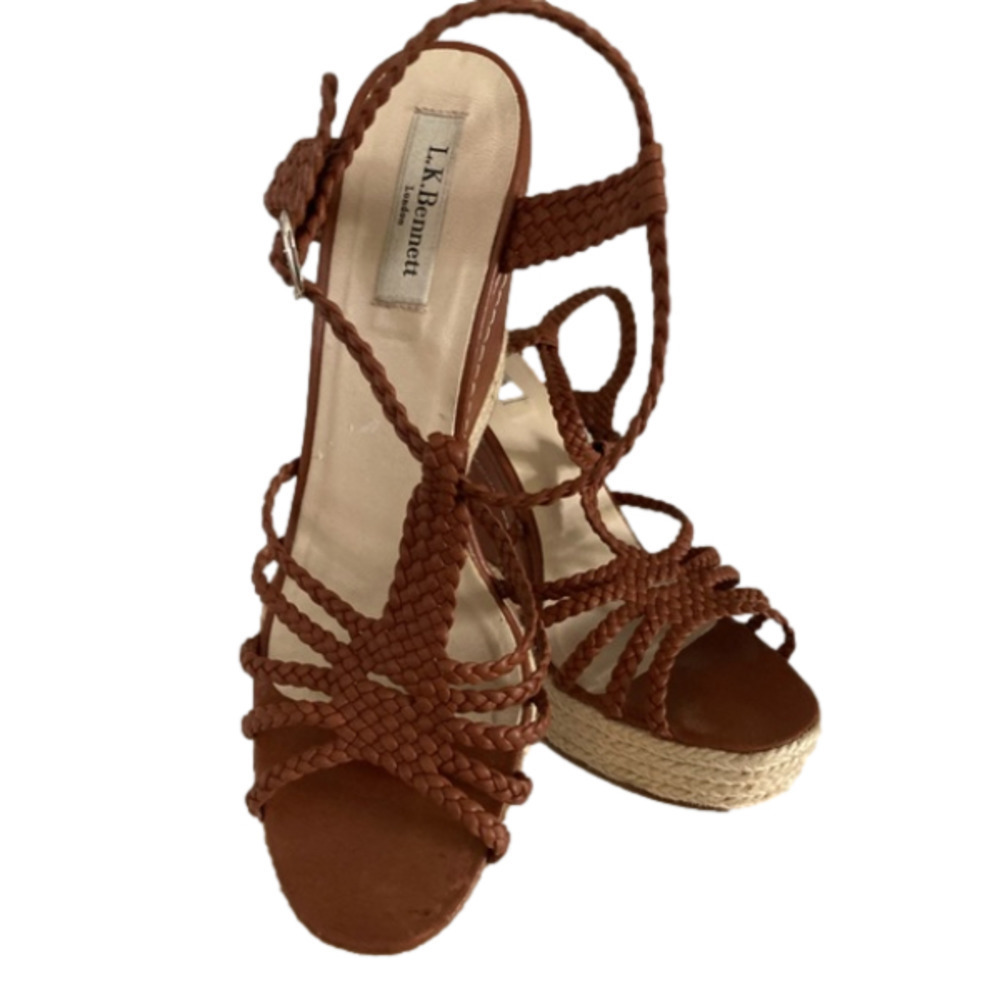 L.k. BENNETT MADE IN SPAIN LEATHER WEDGE SANDAL - Size 10